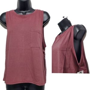 2/$30 Threads 4 Thought Women's Sleeveless Burgundy Tank Top w/Pocket Size Large
